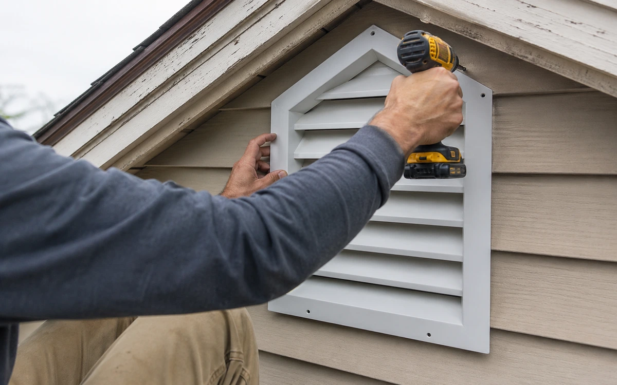 Gable vent replacement contractor drill installation